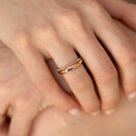 THIN HALF ETERNITY RING - Ruby Star