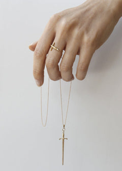 14K GOLD AND DIAMOND SWORD NECKLACE - Ruby Star