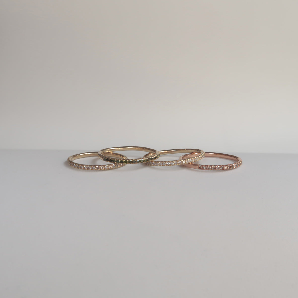 GOLD THIN HALF ETERNITY RING - Ruby Star