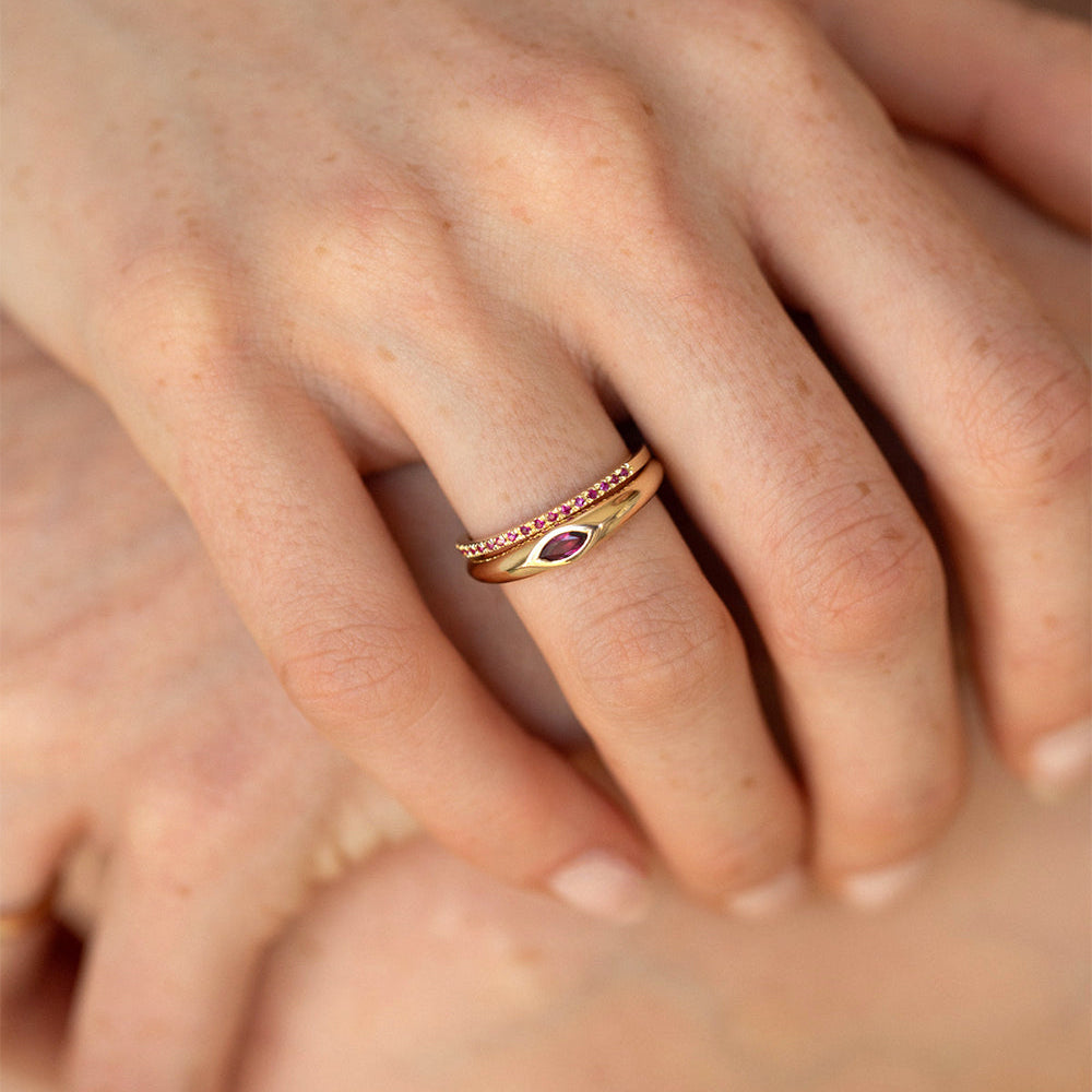 RUBY THIN HALF ETERNITY RING - Ruby Star