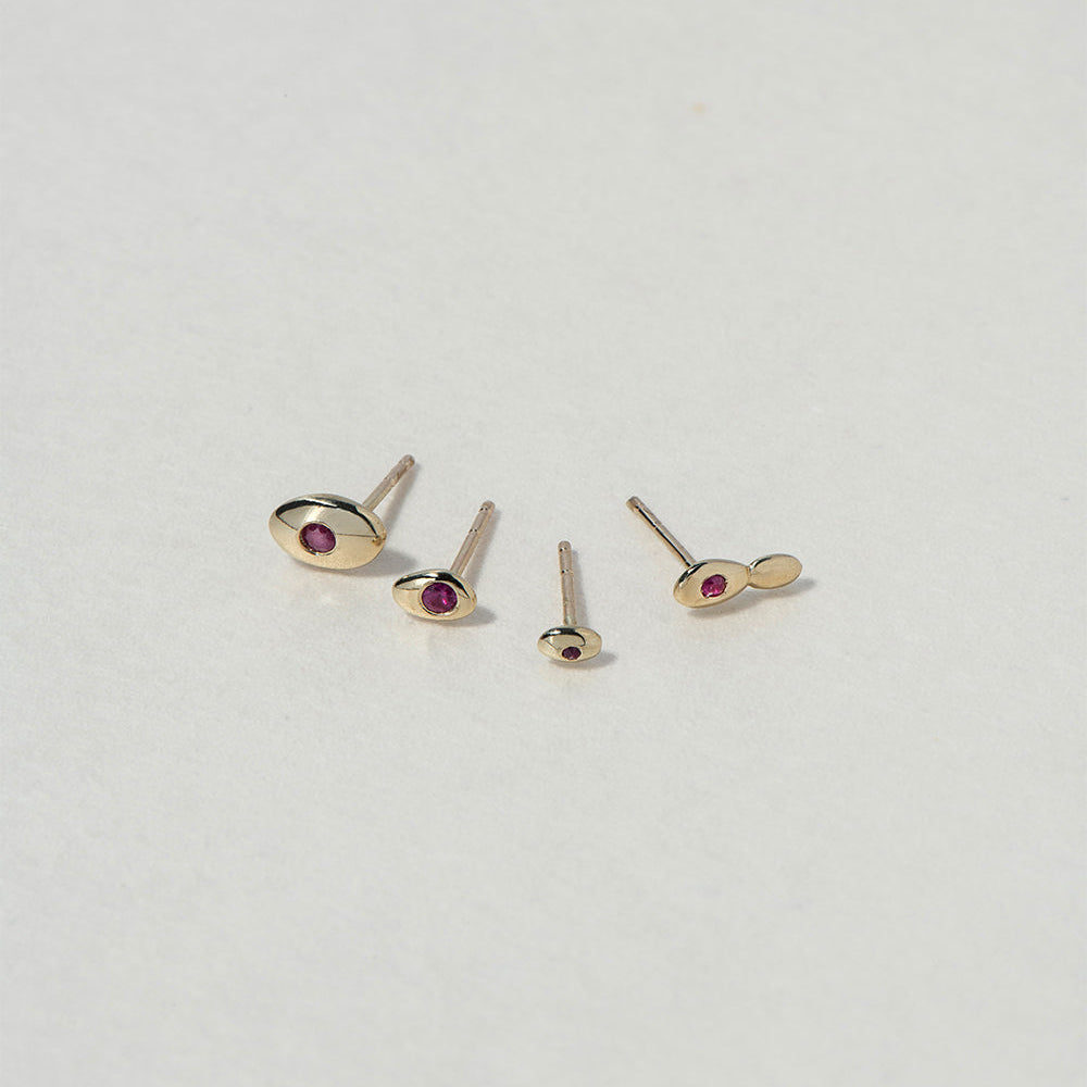 RUBY PEBBLE STUDS - Ruby Star