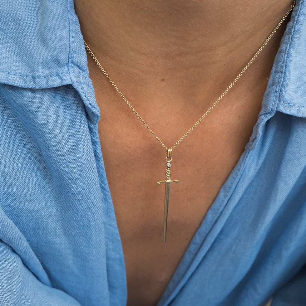 GOLD SWORD NECKLACE - Ruby Star