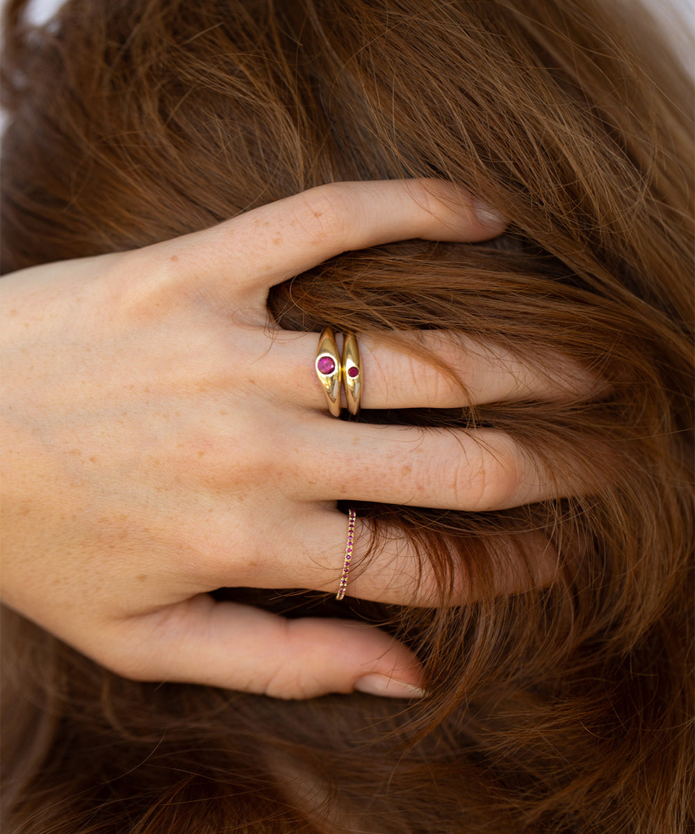 RUBY THIN HALF ETERNITY RING - Ruby Star