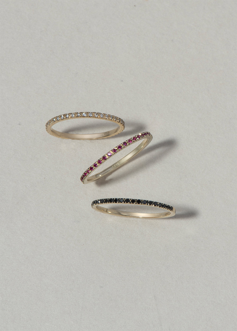 THIN HALF ETERNITY RING - Ruby Star