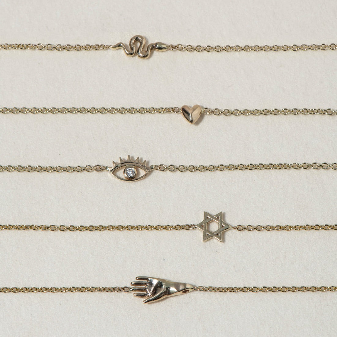 A miniature eye crafted in 14K solid gold. Delicate in scale yet rich in symbolism, it is a quiet object that bridges the visible and the unseen, balancing sculptural simplicity with meaningful design.

The symbolism of the eye has existed for thousands of years and is deeply associated with consciousness and awareness. The Evil Eye is worn for protection, the All-Seeing Eye represents divine providence, and the Third Eye symbolizes intuition, inner wisdom, and enlightenment.

The eye is a bridge between th