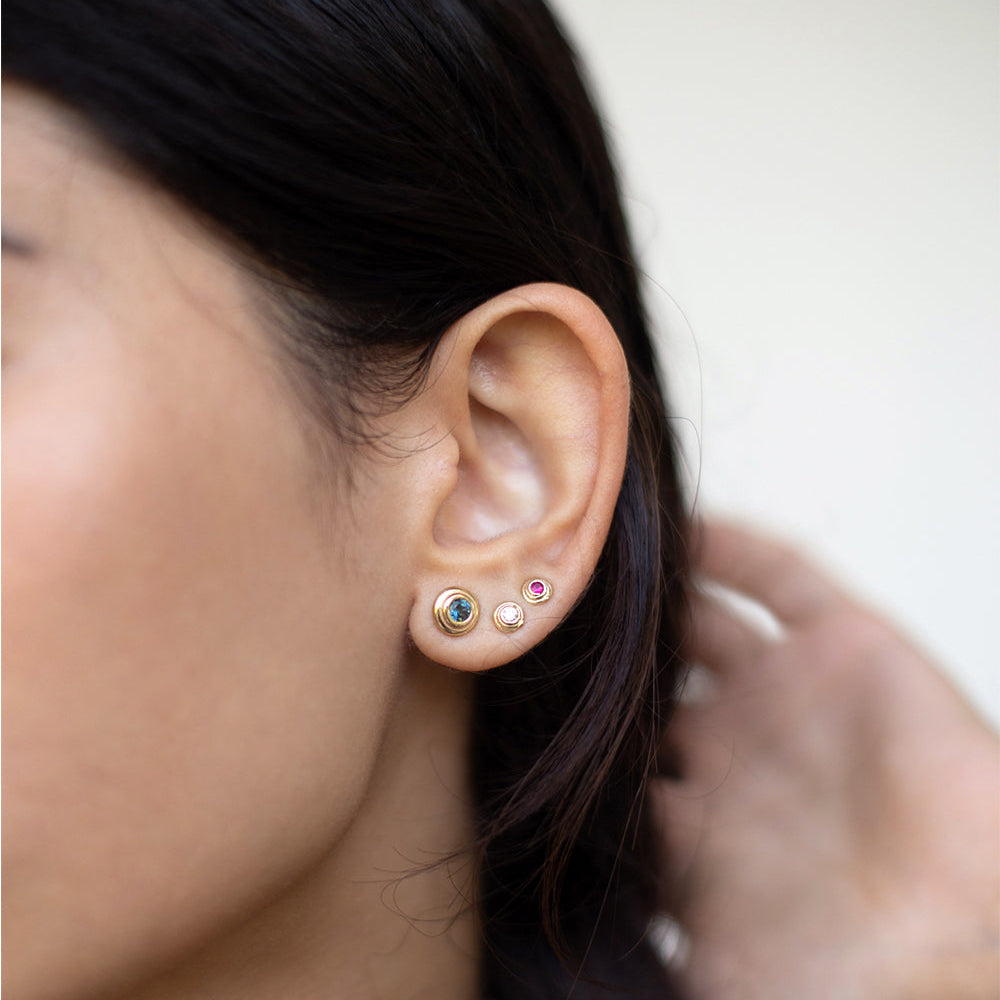 GOLD RUBY SERPENTINE STUD - Ruby Star