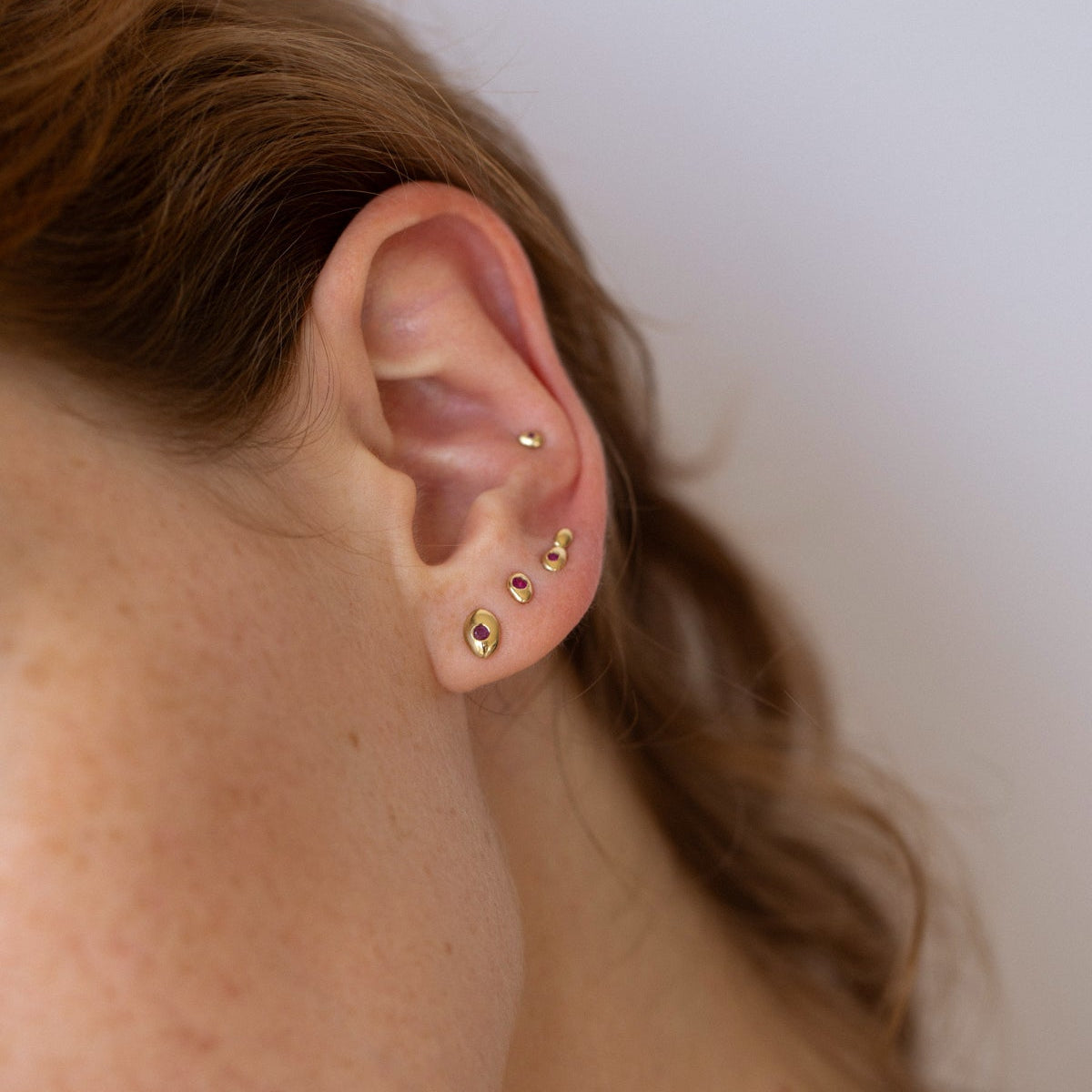 RUBY PEBBLE STUDS - Ruby Star