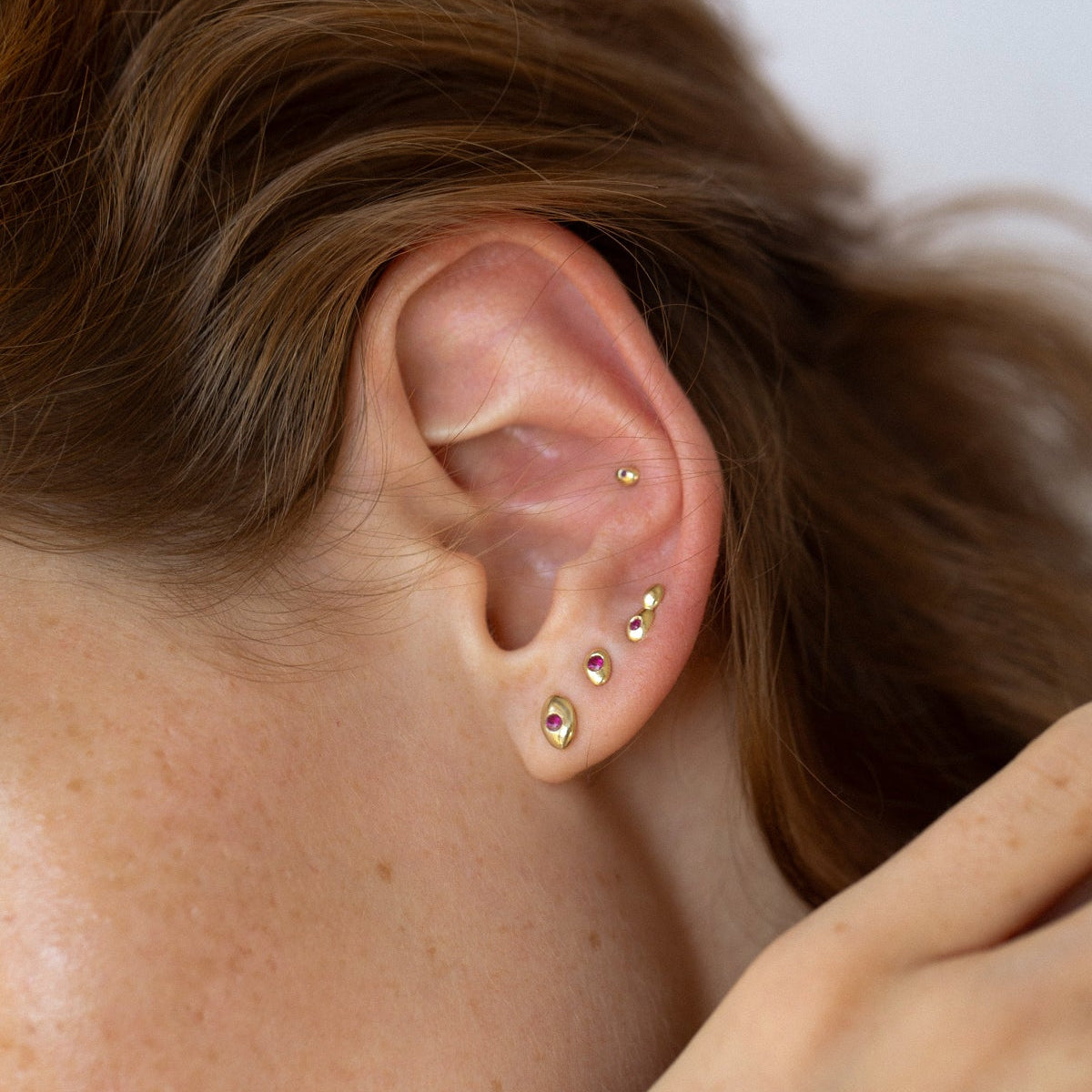 RUBY PEBBLE STUDS - Ruby Star