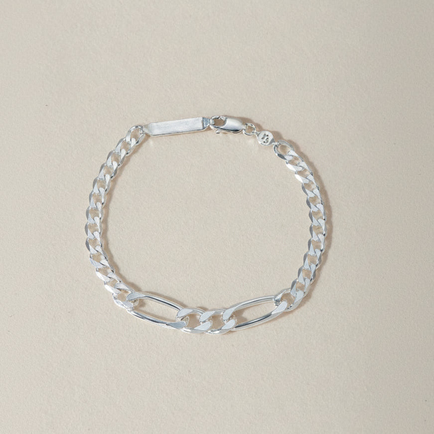 SILVER GOURMETTE BRACELET #2 - Ruby Star