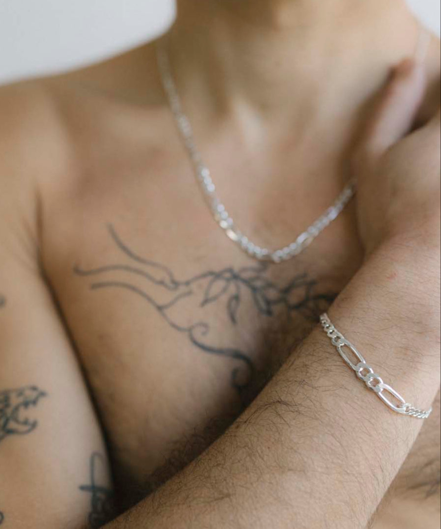 SILVER GOURMETTE BRACELET #2 - Ruby Star