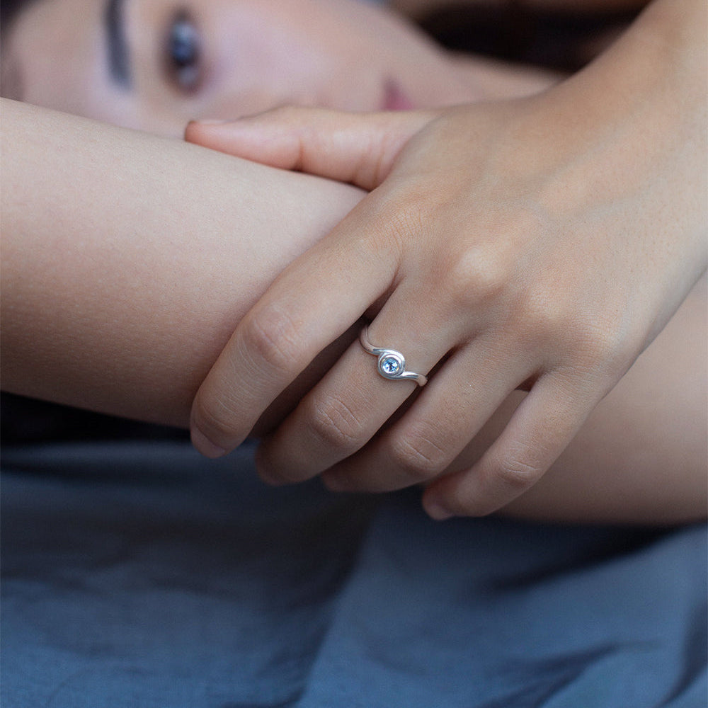 SILVER RIPPLE RING - Ruby Star