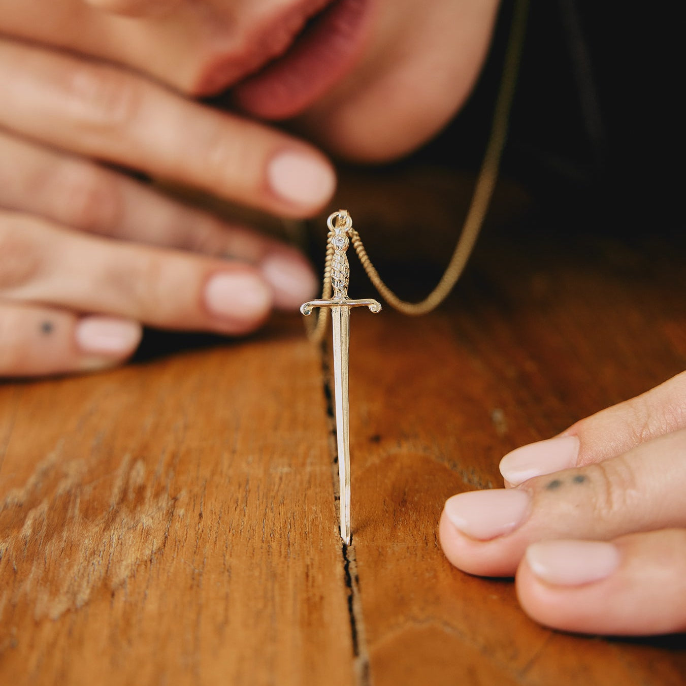 GOLD SWORD NECKLACE - Ruby Star