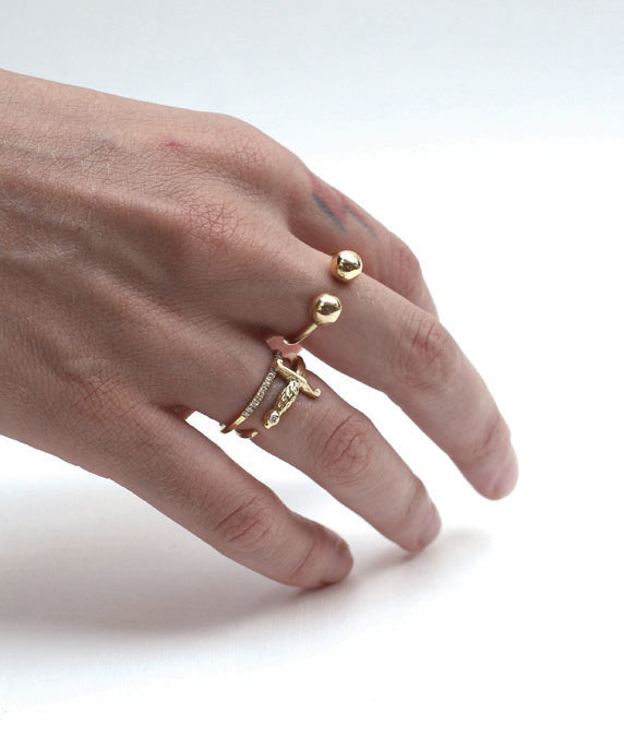 GOLD PIERCING RING - Ruby Star