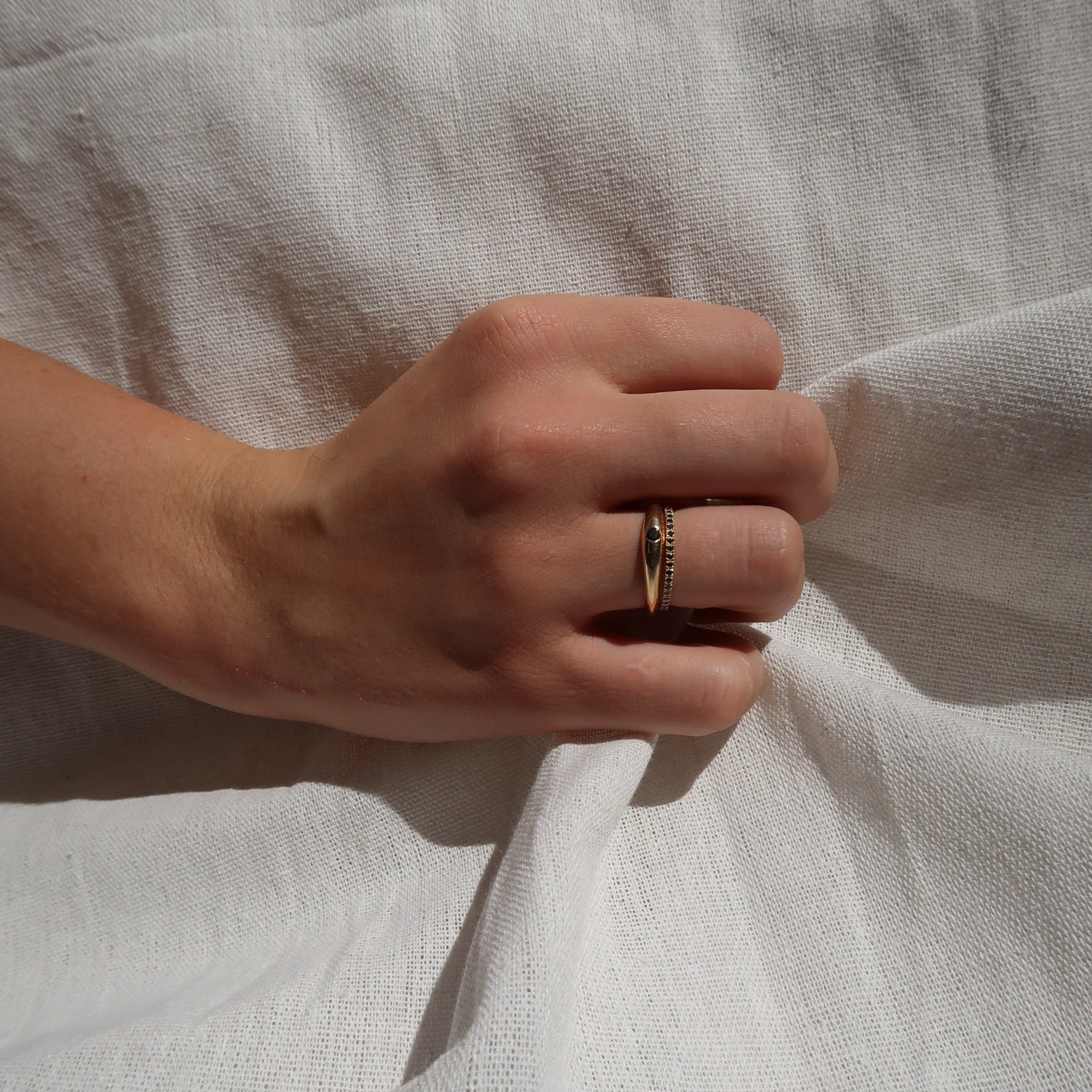 GOLD FLUX HALF ETERNITY RING - Ruby Star