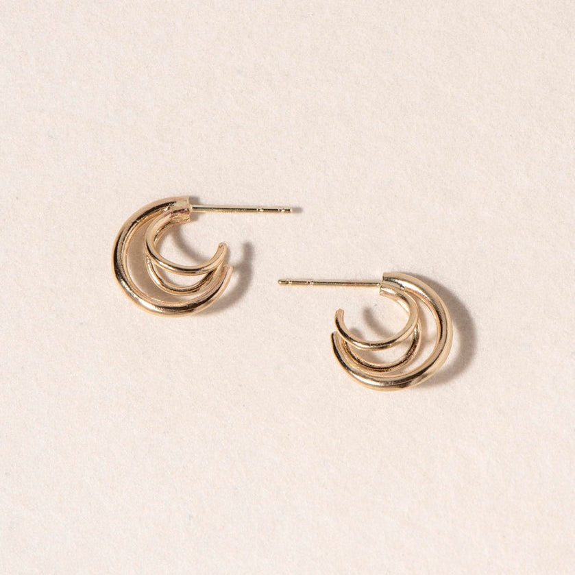 GOLD MINI THREEWAY EARRING - Ruby Star