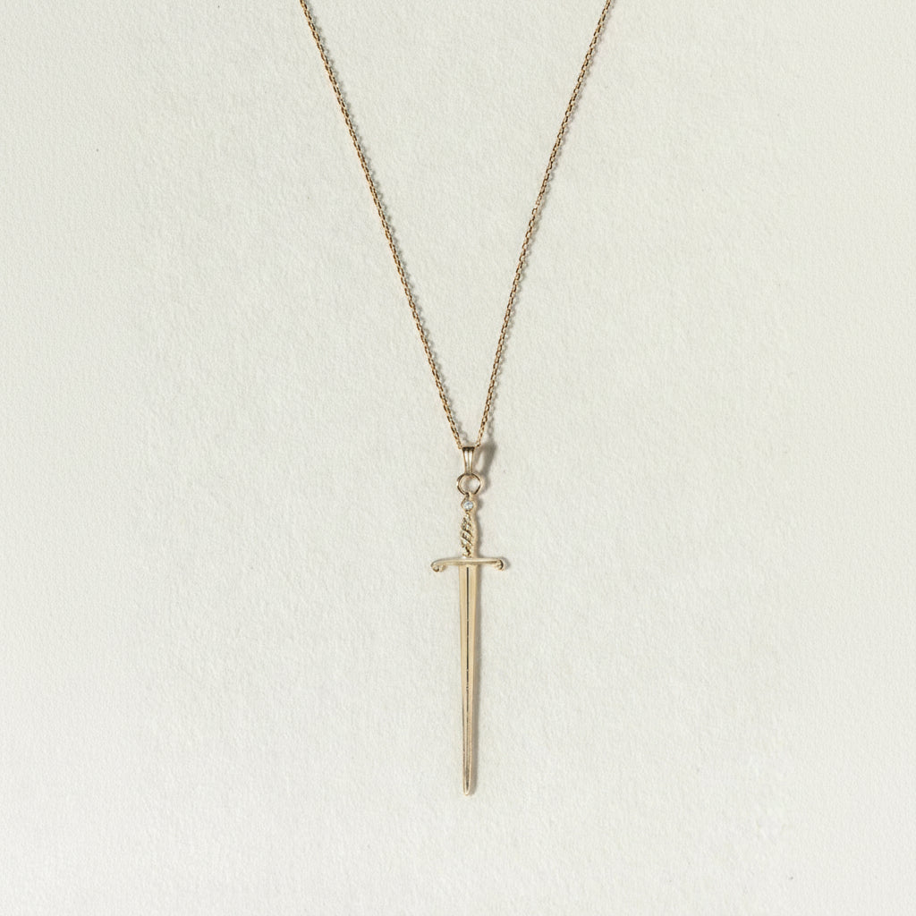 14K GOLD AND DIAMOND SWORD NECKLACE - Ruby Star