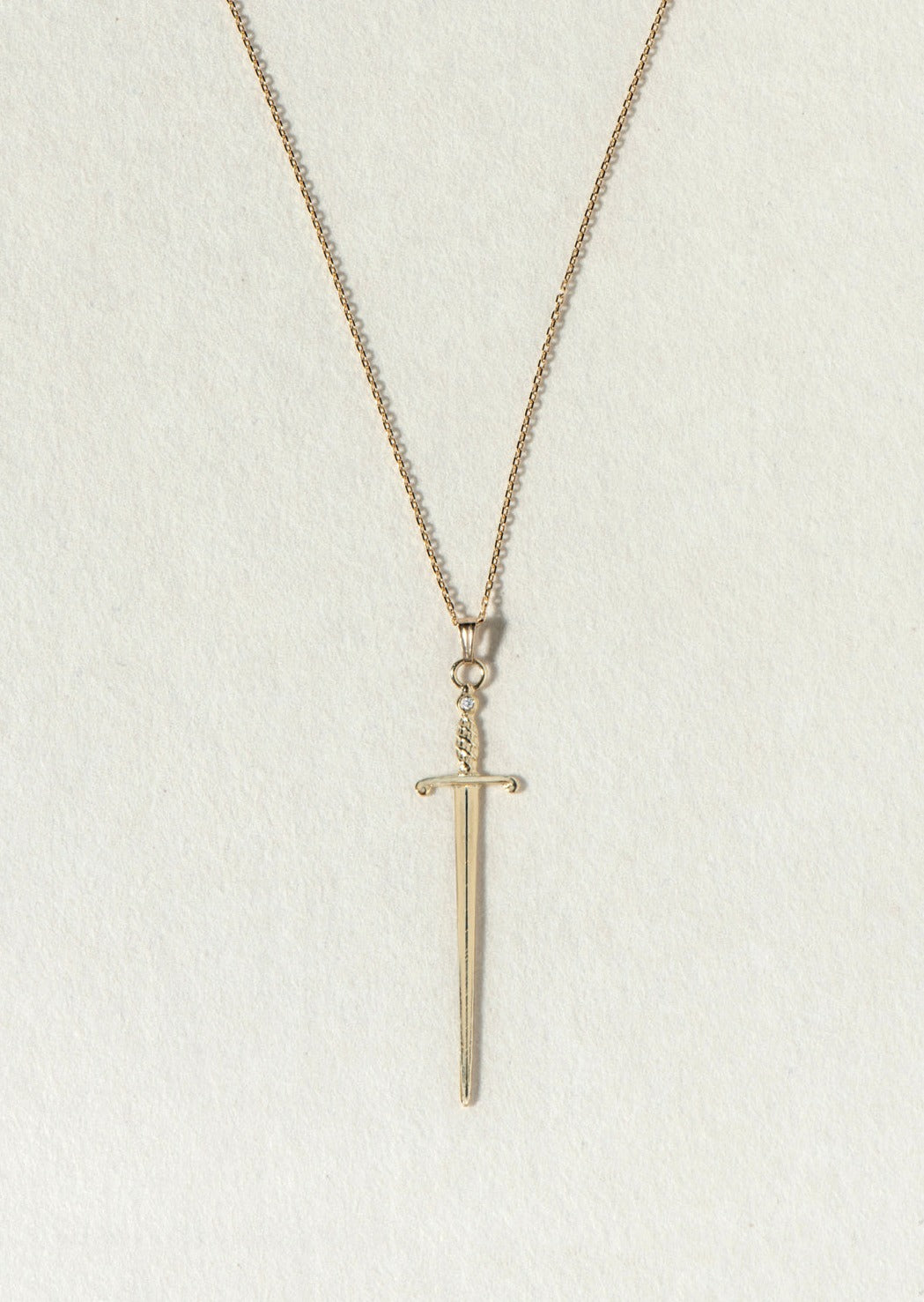 14K GOLD AND DIAMOND SWORD NECKLACE - Ruby Star