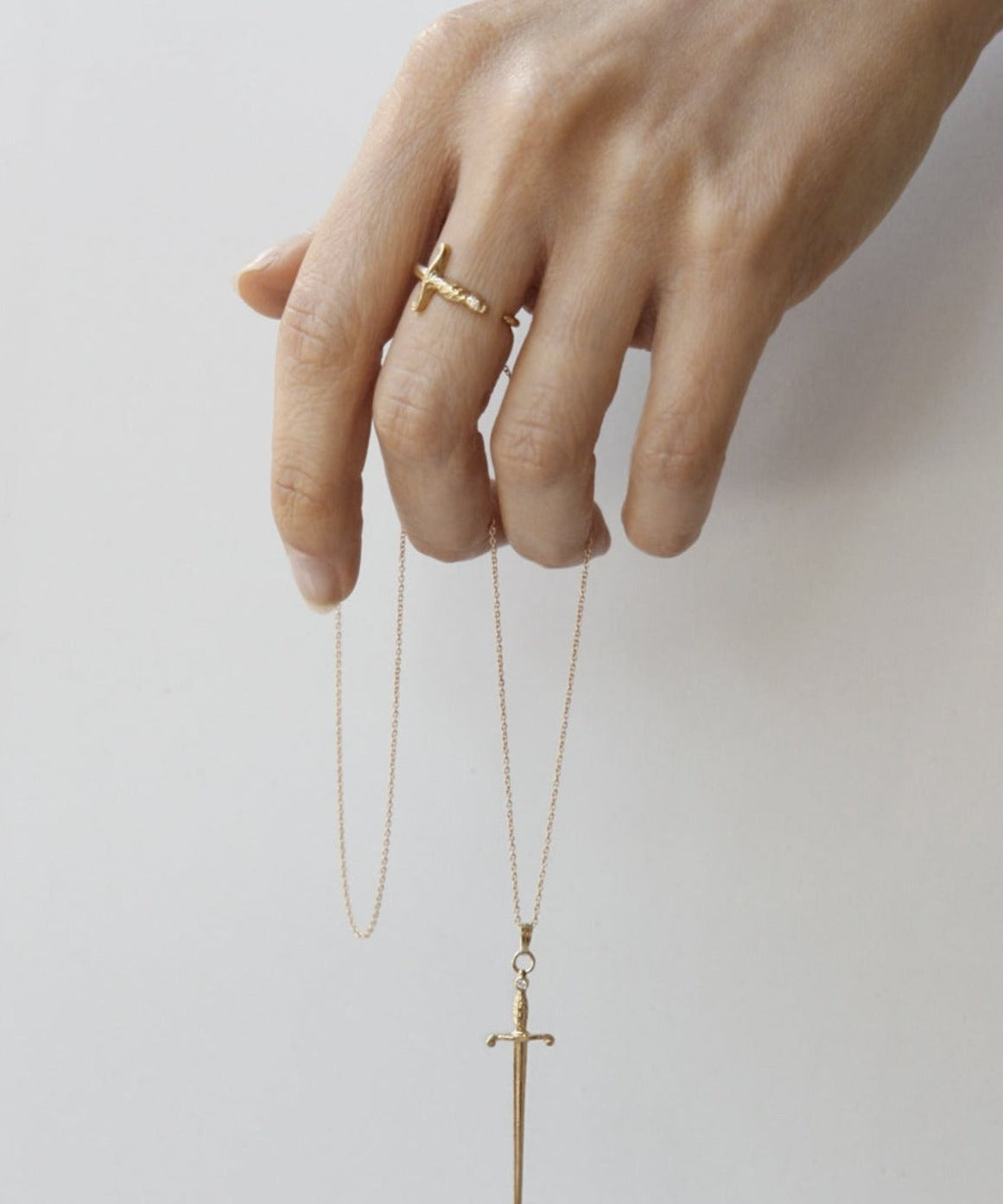 14K GOLD AND DIAMOND SWORD NECKLACE - Ruby Star