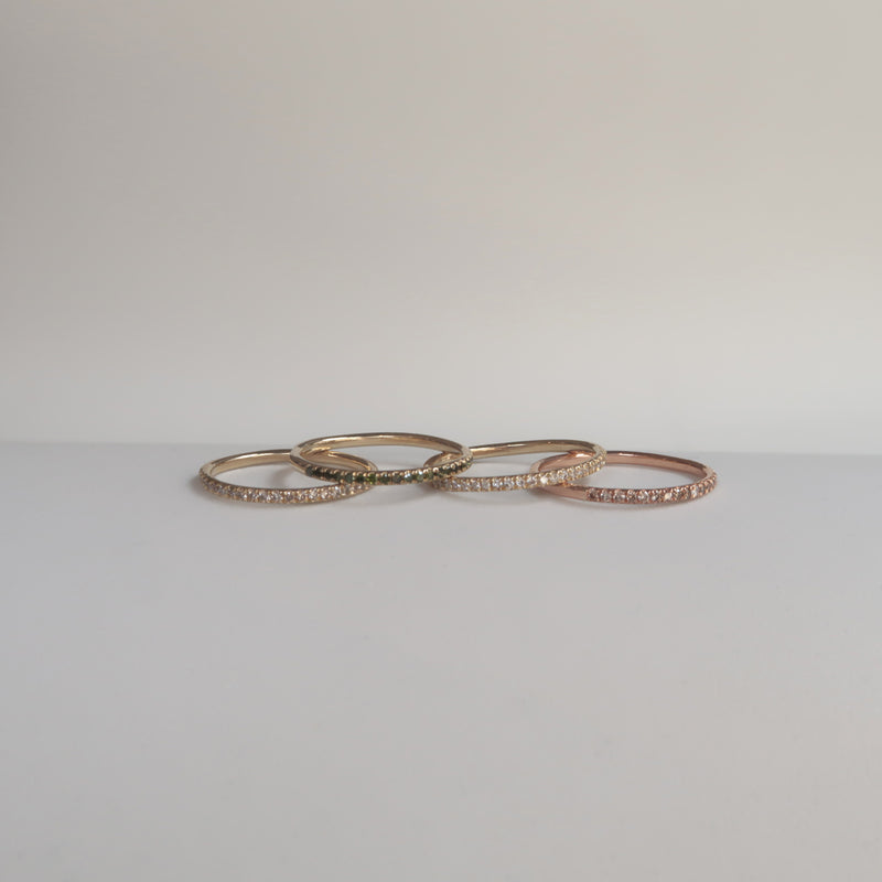 GOLD THIN HALF ETERNITY RING - Ruby Star