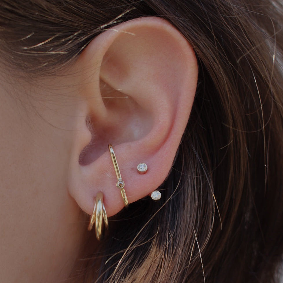 GOLD MINI THREEWAY EARRING - Ruby Star